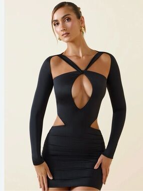 Women's Black Cutout Long Sleeve Top